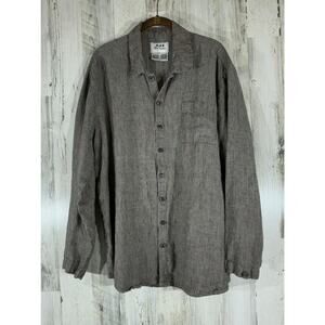 Flax Jeanne Engelhart Linen Button Up Shirt Size Small Brown-Gray Long Sleeve